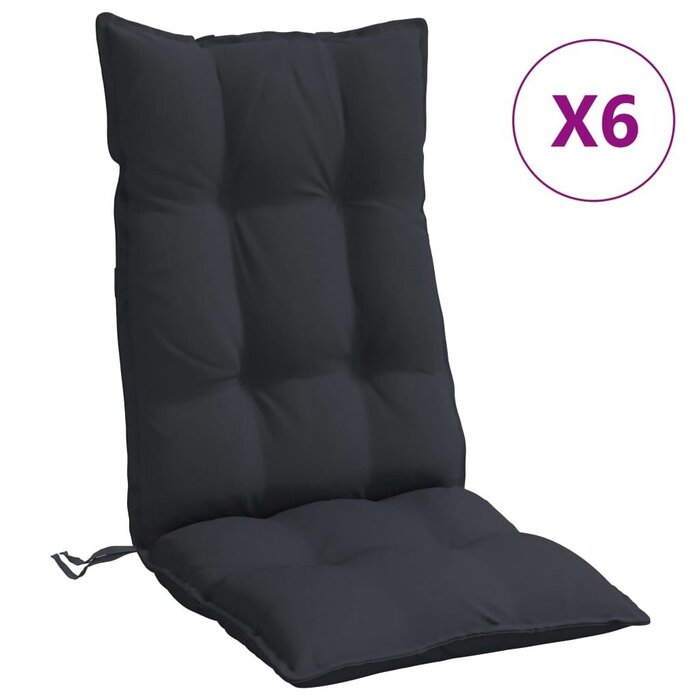 Vidaxl Lot de 6 coussins chaises dossier haut - Oxford Noir - Jusqu'à -34%