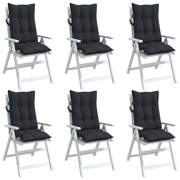 Vidaxl Lot de 6 coussins chaises dossier haut - Oxford Noir - Jusqu'à -34%