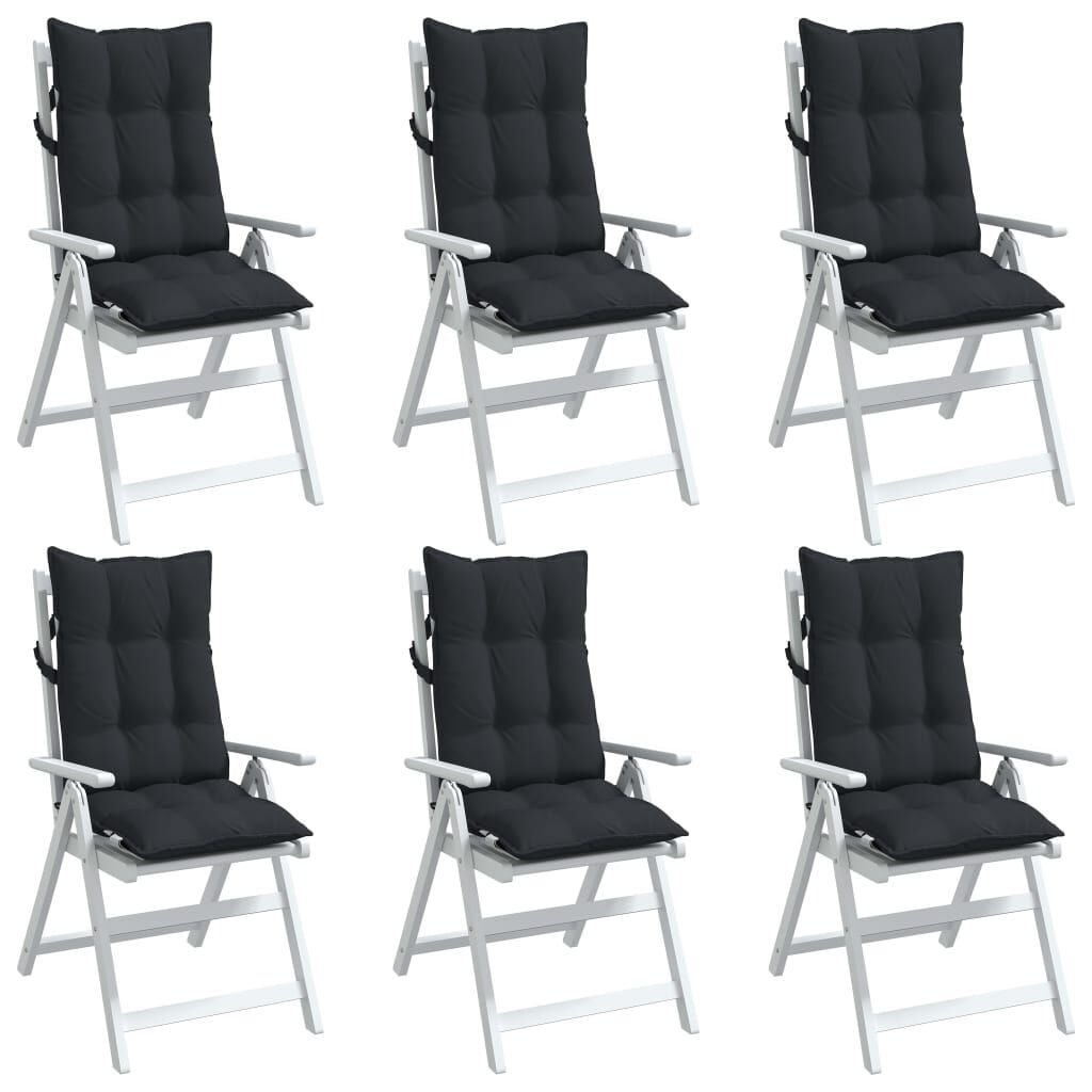 Vidaxl Lot de 6 coussins chaises dossier haut - Oxford Noir - Jusqu'à -34%
