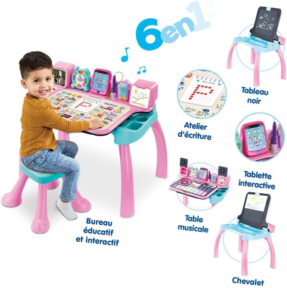 Vtech Bureau interactif musical 6-en-1 rose - Jusqu'à -34% de remise