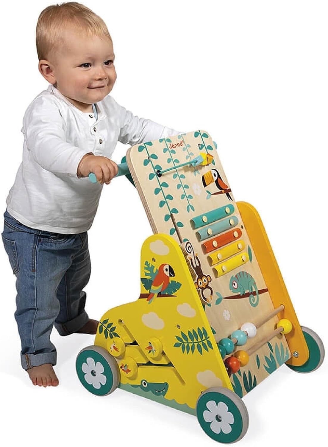 Chariot de marche en bois 6 activités - Jusqu'à -34% sur nos modèles outlet