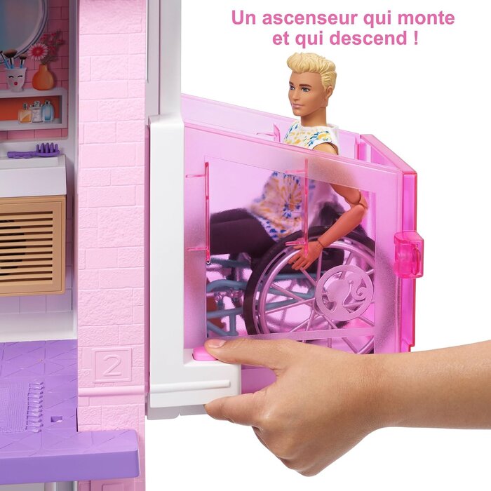 Maison de Poupée 114 cm - 3 étages avec accessoires - Jusqu'à 35% de réduction