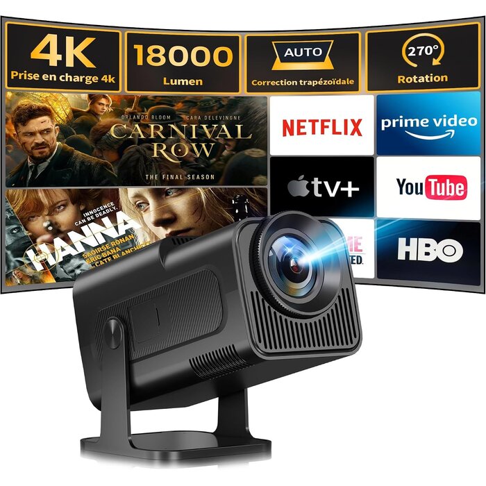 Mini Projecteur 4K Android 11 Rotatif 180° - Jusqu'à 35% de remise