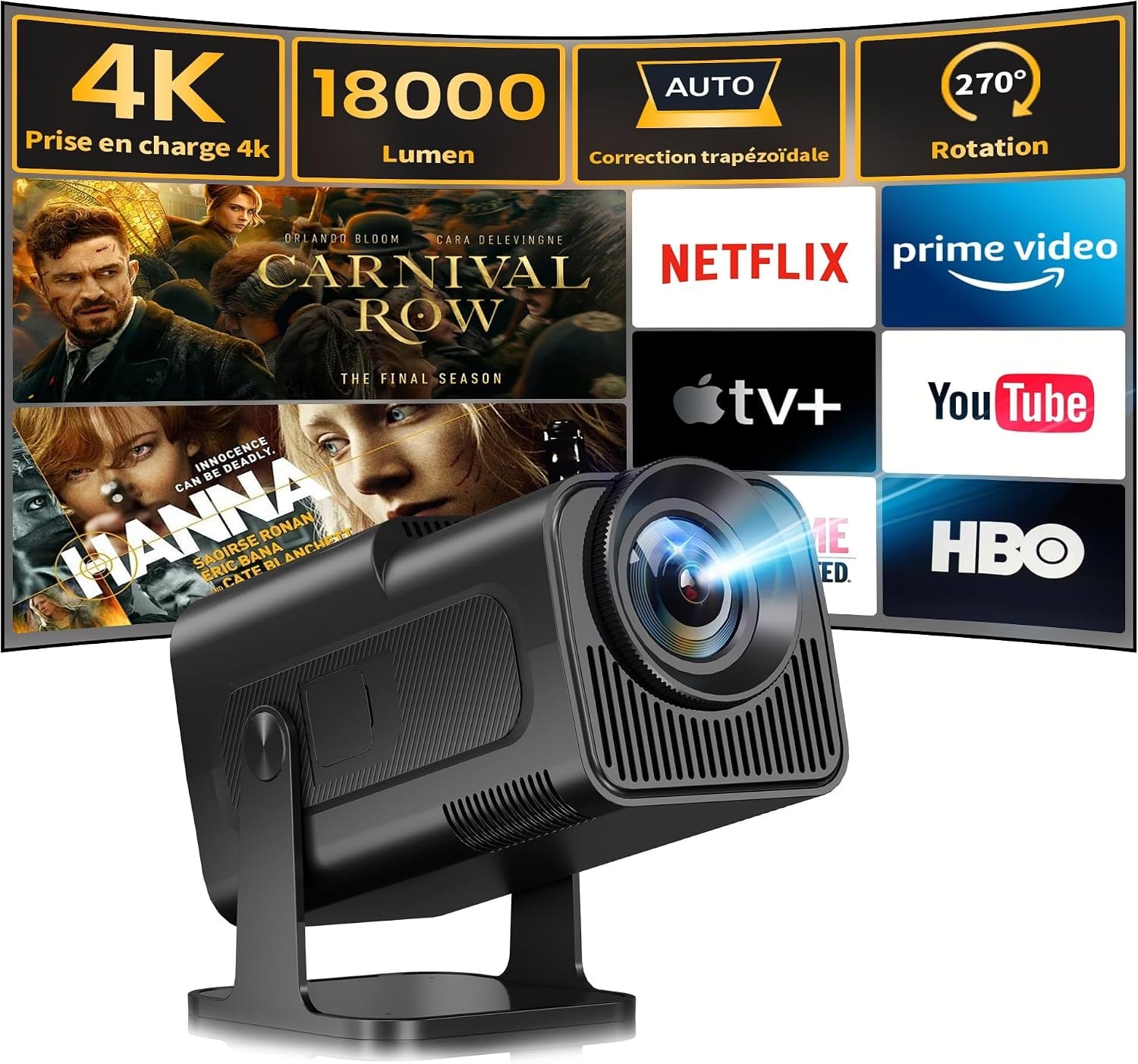 Mini Projecteur 4K Android 11 Rotatif 180° - Jusqu'à 35% de remise