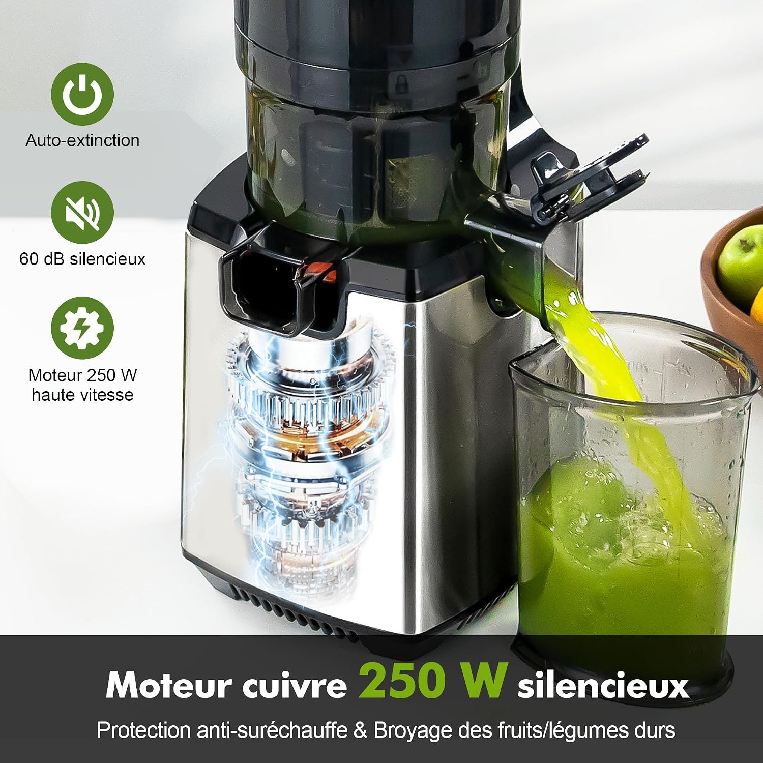 Extracteur de jus à froid 250W - Large ouverture - Jusqu'à -35%
