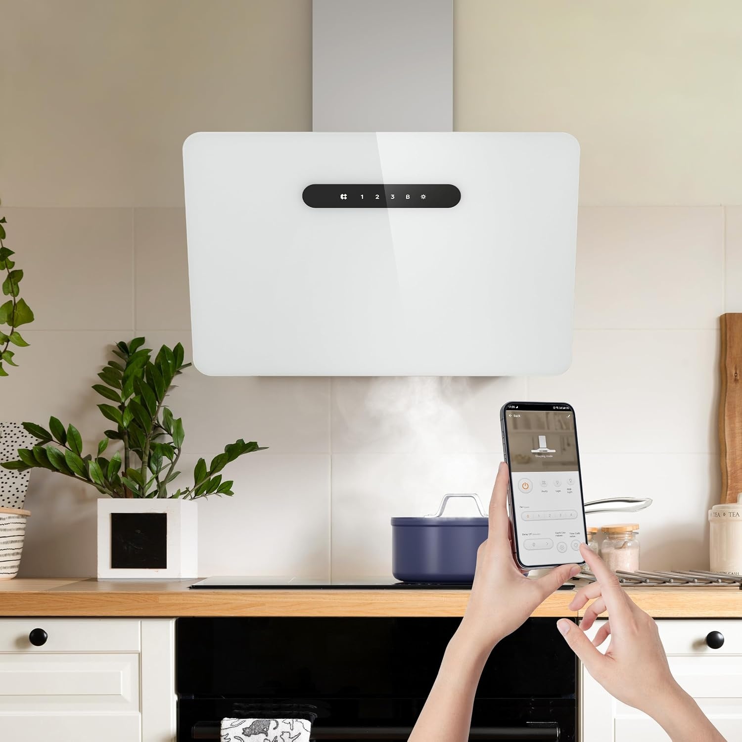 Hotte aspirante inclinée 60 cm A+++ Wi-Fi blanche - Jusqu'à -35% en outlet