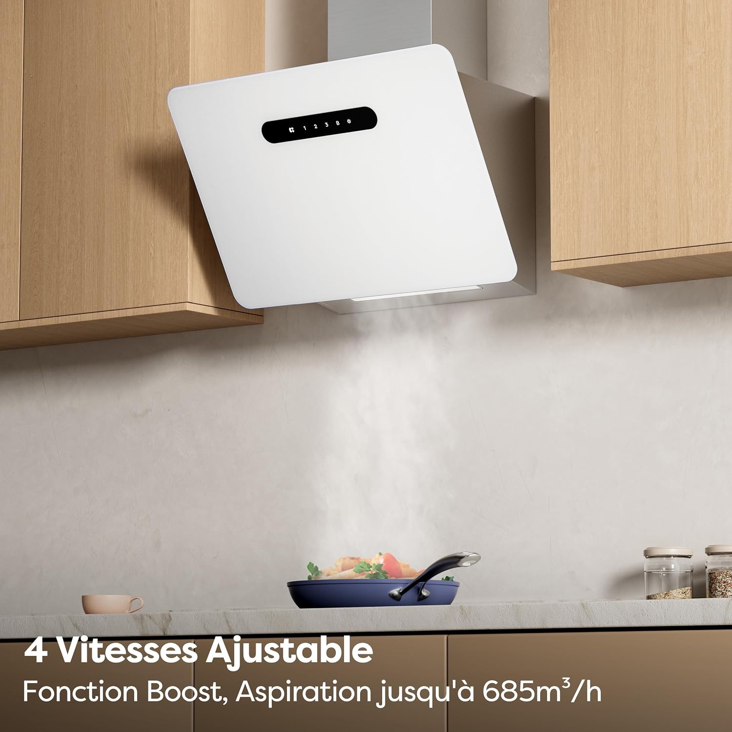 Hotte aspirante inclinée 60 cm A+++ Wi-Fi blanche - Jusqu'à -35% en outlet