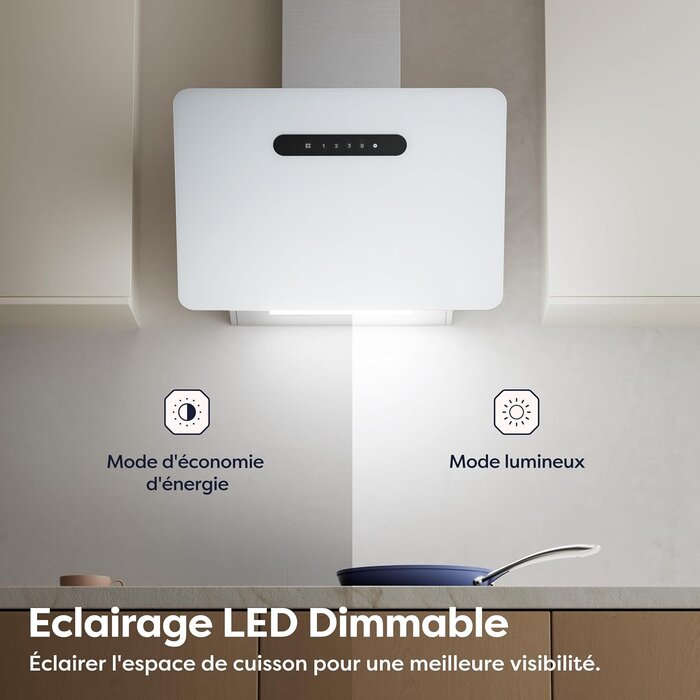 Hotte aspirante inclinée 60 cm A+++ Wi-Fi blanche - Jusqu'à -35% en outlet