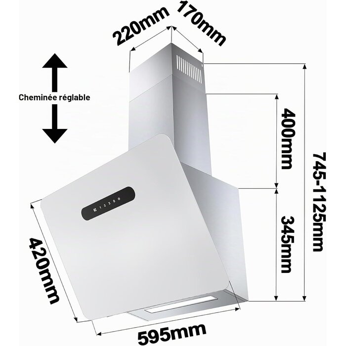 Hotte aspirante inclinée 60 cm A+++ Wi-Fi blanche - Jusqu'à -35% en outlet