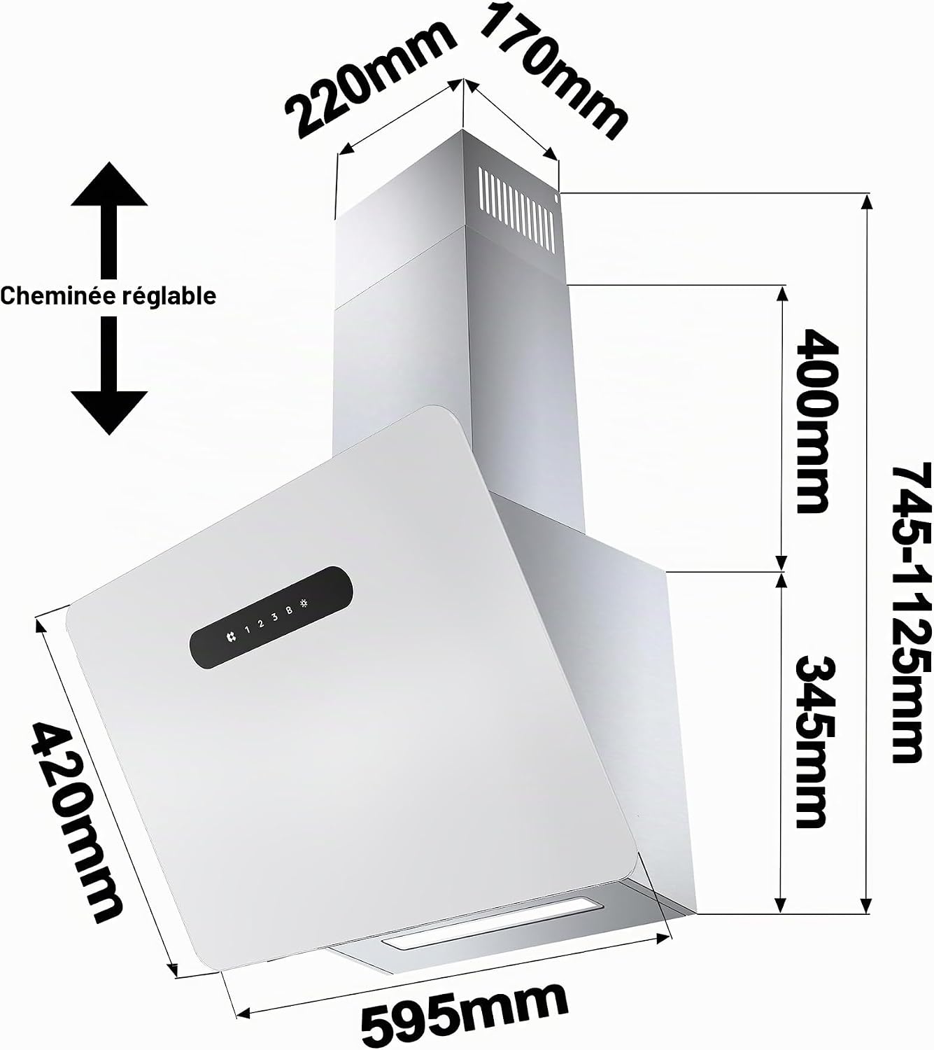 Hotte aspirante inclinée 60 cm A+++ Wi-Fi blanche - Jusqu'à -35% en outlet