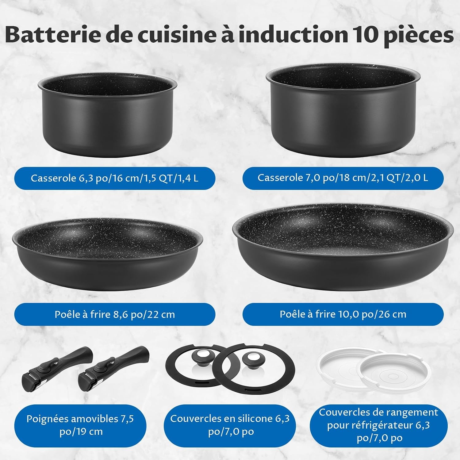 Set de 10 casseroles et poêles induction - Jusqu'à 34% de remise