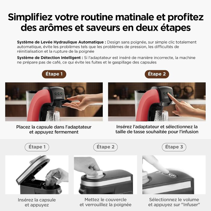 Machine à café 5-en-1 compacte 20 bars, rouge - Jusqu'à -35% en outlet
