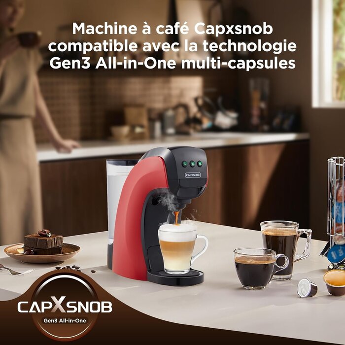 Machine à café 5-en-1 compacte 20 bars, rouge - Jusqu'à -35% en outlet