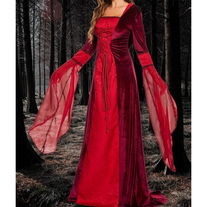 Robe médiévale à capuche rouge XXL - Jusqu'à -28% de remise