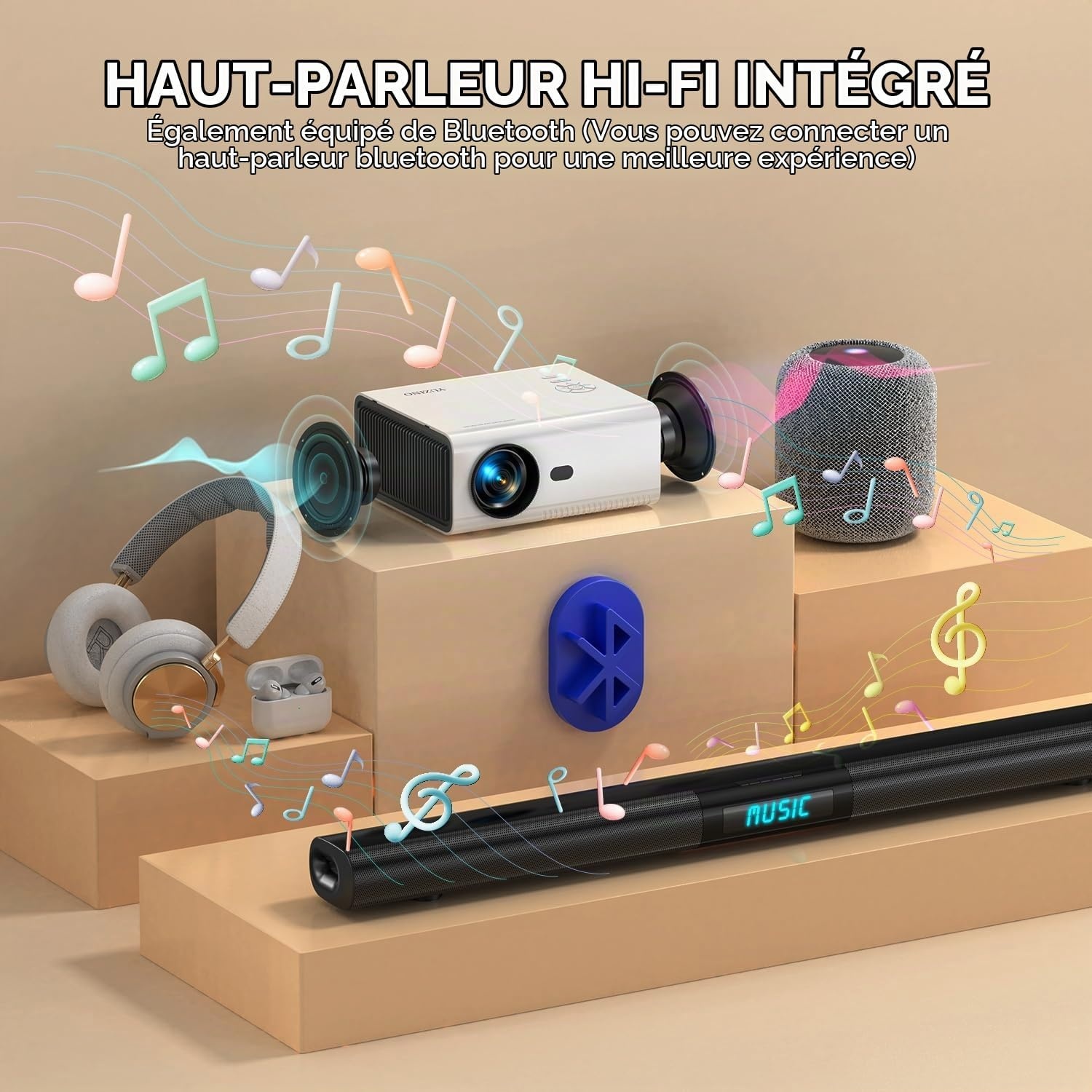 Mini Projecteur Full HD Portable WiFi/Bluetooth - Jusqu'à -34%