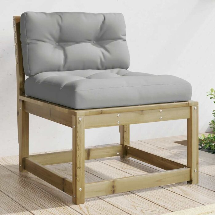 Vidaxl Banc de jardin en pin avec coussins gris - Jusqu'à 34 % de réduction