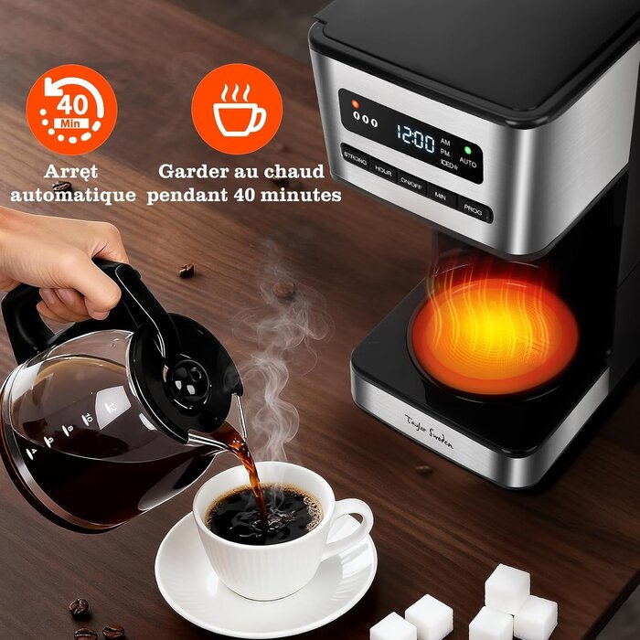 Cafetière programmable 12 tasses 1,8L - Jusqu'à -33% sur votre modèle