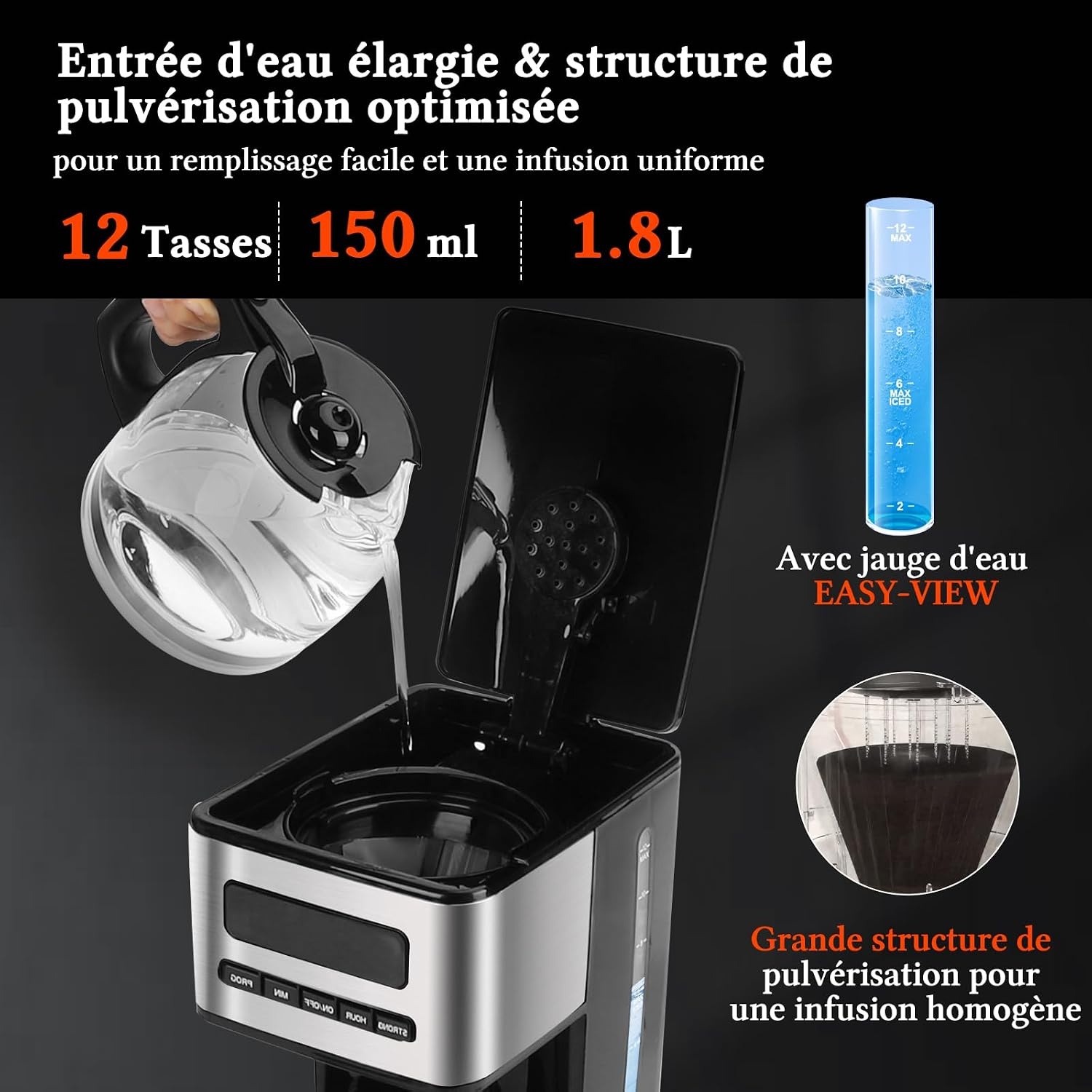 Cafetière programmable 12 tasses 1,8L - Jusqu'à -33% sur votre modèle
