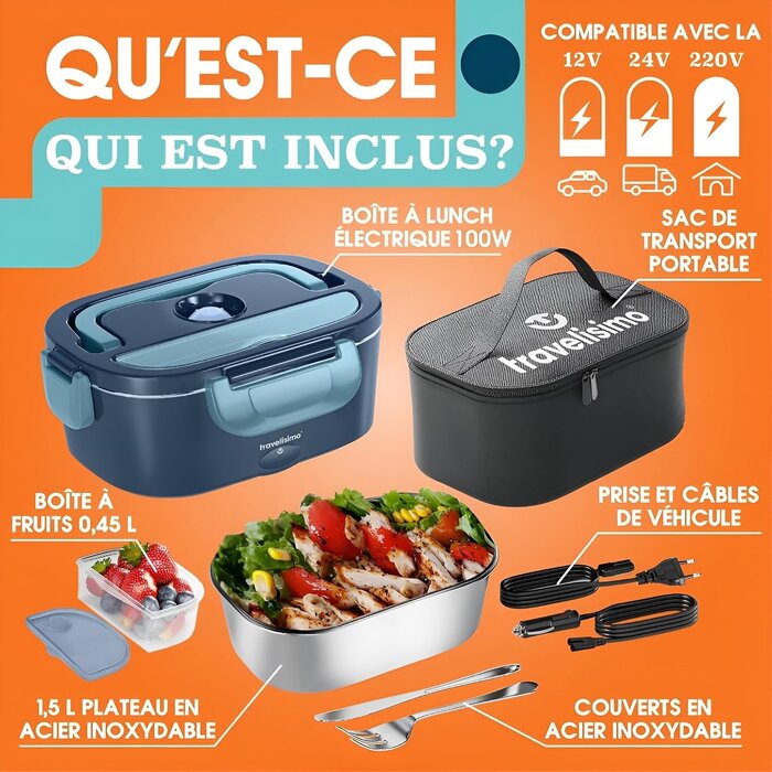 Lunchbox Électrique 1,5L Inox 100W 3-en-1 - Jusqu'à -32% sur l'Outlet
