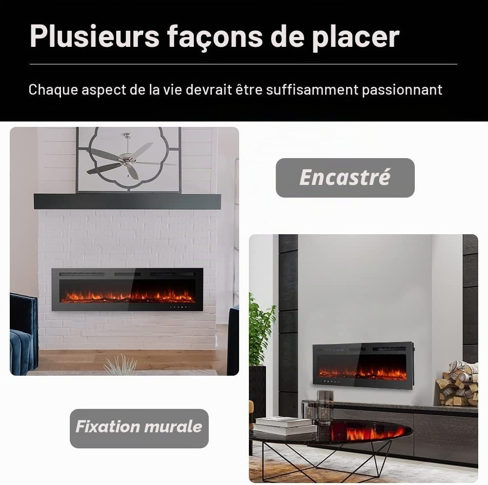 Cheminée électrique murale 178 cm, 12 couleurs - Jusqu'à -35% outlet