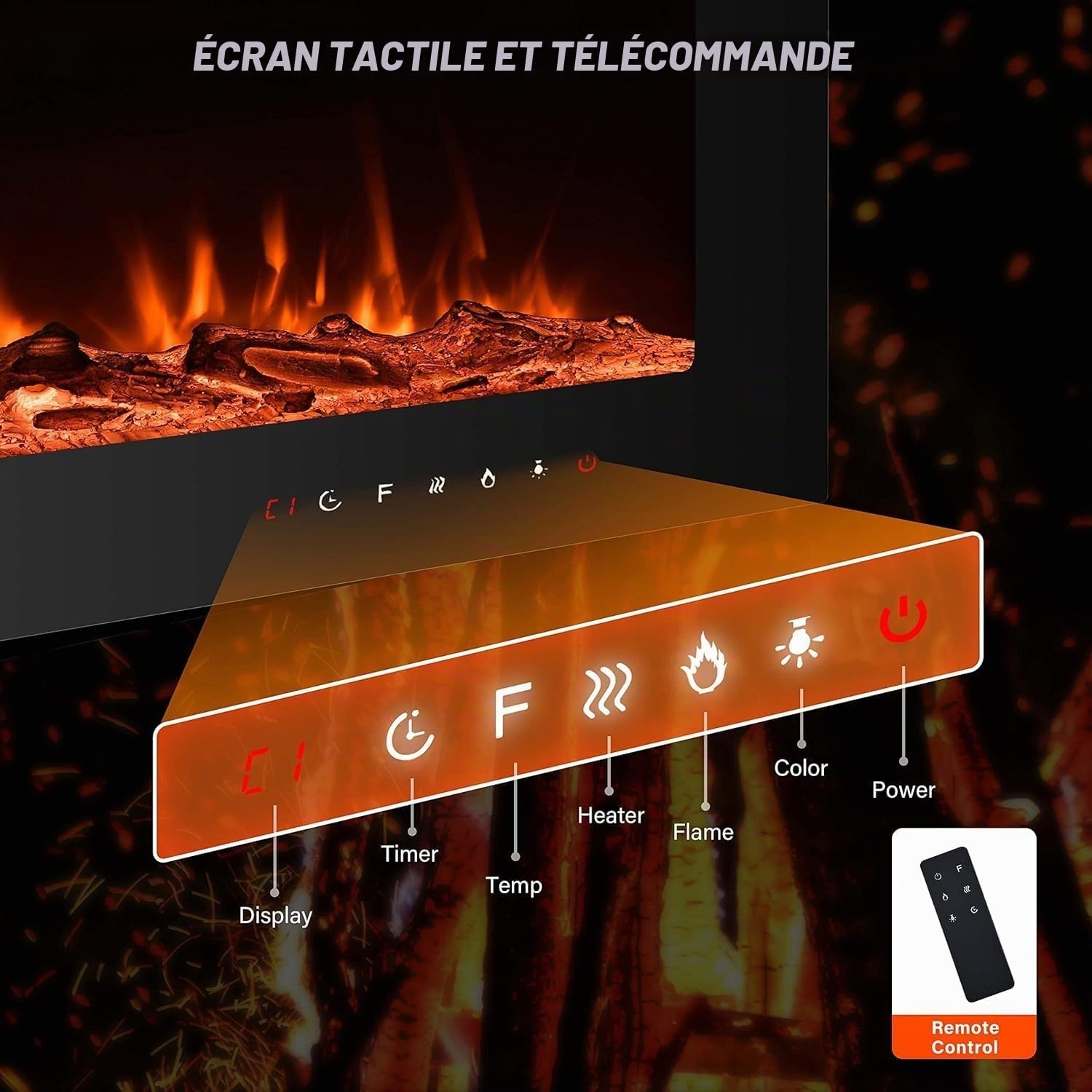 Cheminée électrique murale 178 cm, 12 couleurs - Jusqu'à -35% outlet