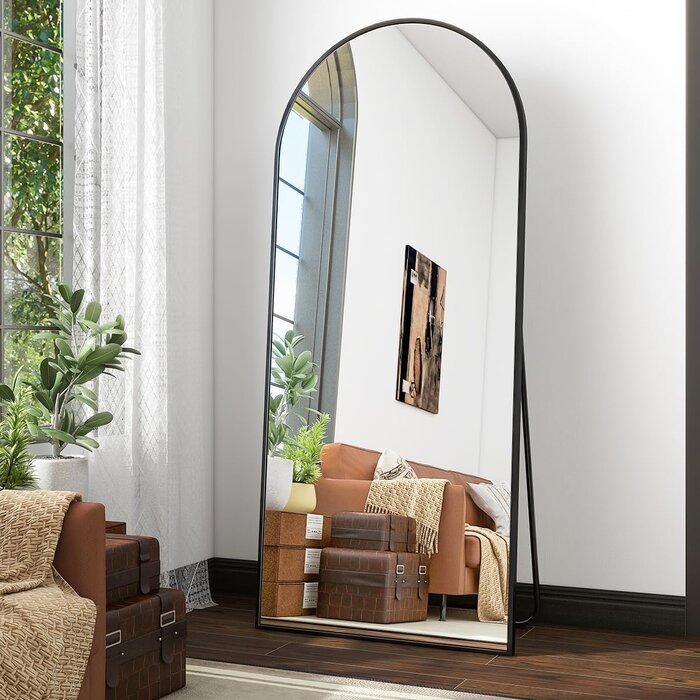 Miroir sur pied arqué noir 65x179 cm - Jusqu'à -34% de remise