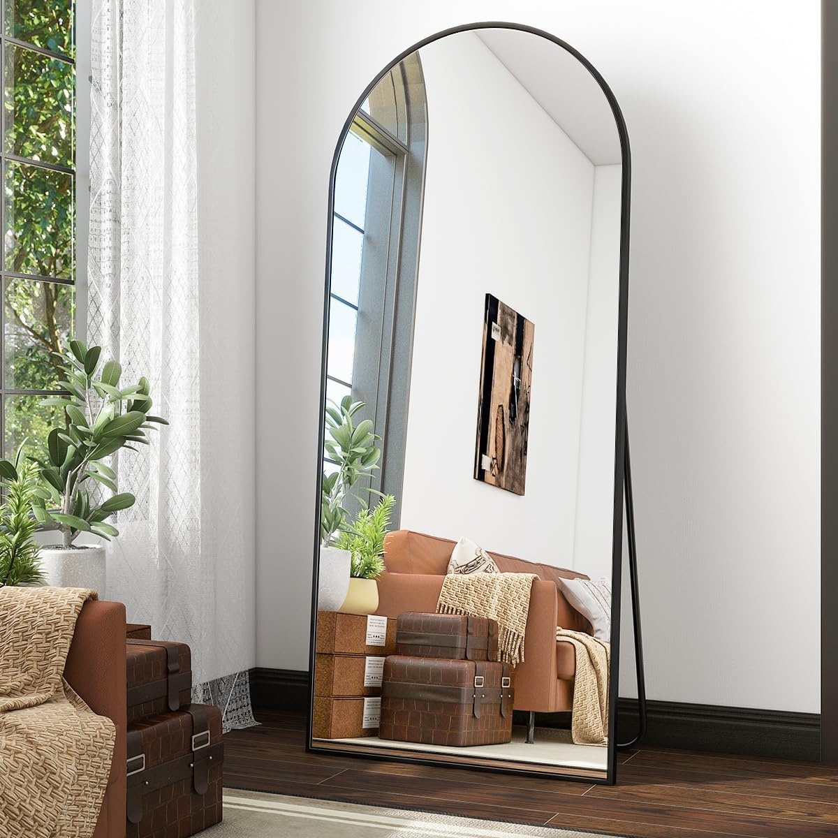 Miroir sur pied arqué noir 65x179 cm - Jusqu'à -34% de remise