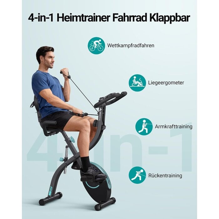 Vélo d'appartement pliable 4-en-1 - Gris - Jusqu'à -35%