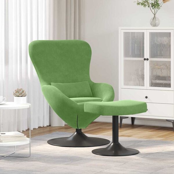 Fauteuil œuf pivotant en velours vert clair - Jusqu'à 35% de remise