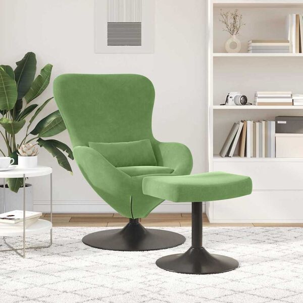 Fauteuil œuf pivotant en velours vert clair - Jusqu'à 35% de remise