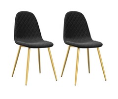 Vidaxl Lot de 2 chaises velours noir et pieds dorés - Jusqu'à -29%