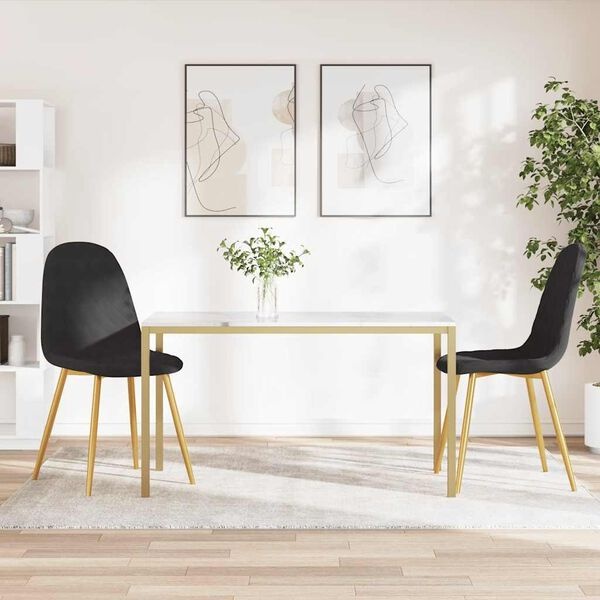 Lot de 2 chaises velours noir et pieds dorés - Jusqu'à -29%