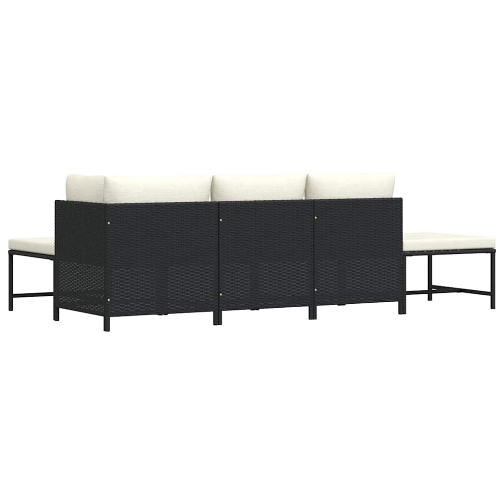 Salon de jardin 5 pièces en rotin PE - Noir - Jusqu'à -35%