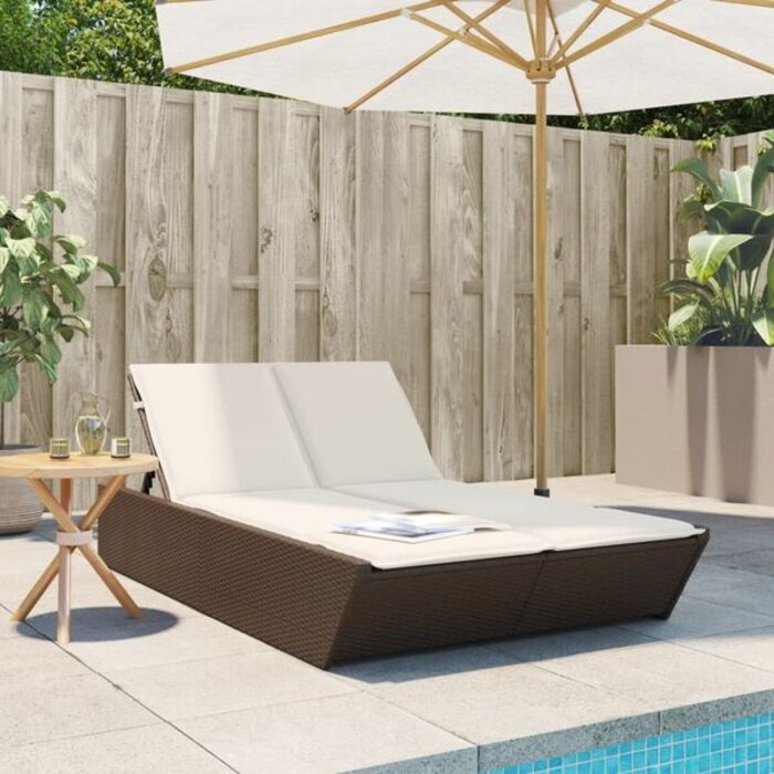 Bain de soleil 2 places en résine tressée marron - Jusqu'à 35% de réduction