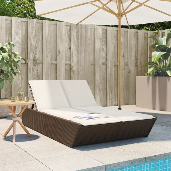 Bain de soleil 2 places en résine tressée marron - Jusqu'à 35% de réduction
