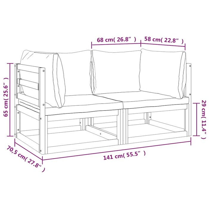 Lot de 2 canapés d'angle modulaires en bois d'acacia - Jusqu'à -30%