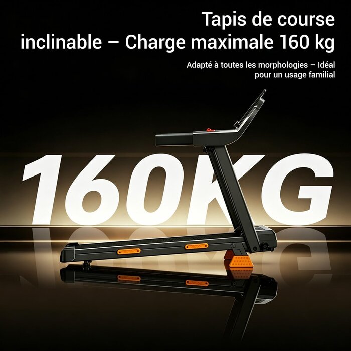Tapis de course pliable 12 km/h - Moteur 3 CV - Jusqu'à -30% sur notre outlet