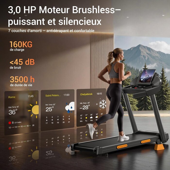 Tapis de course pliable 12 km/h - Moteur 3 CV - Jusqu'à -30% sur notre outlet
