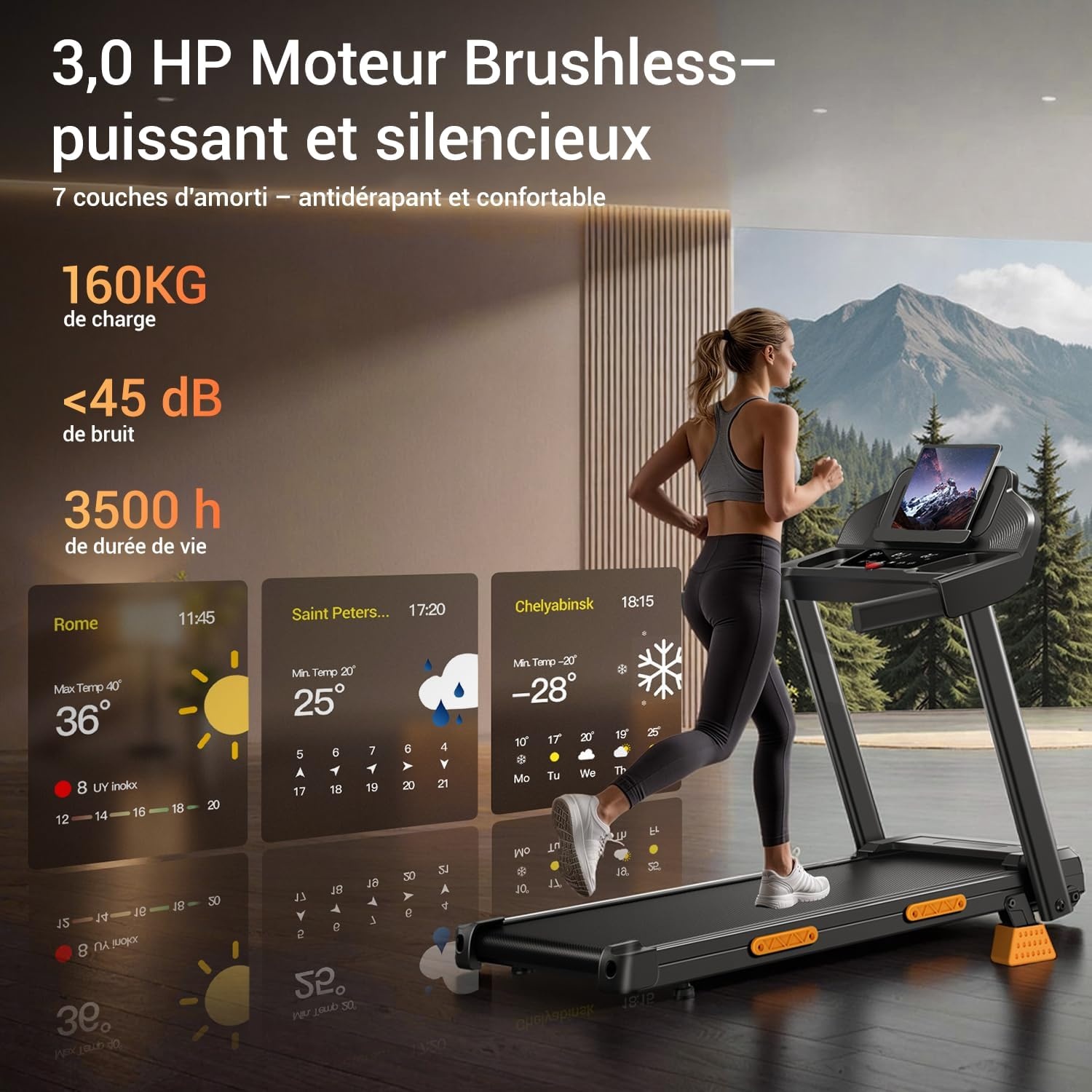 Tapis de course pliable 12 km/h - Moteur 3 CV - Jusqu'à -30% sur notre outlet