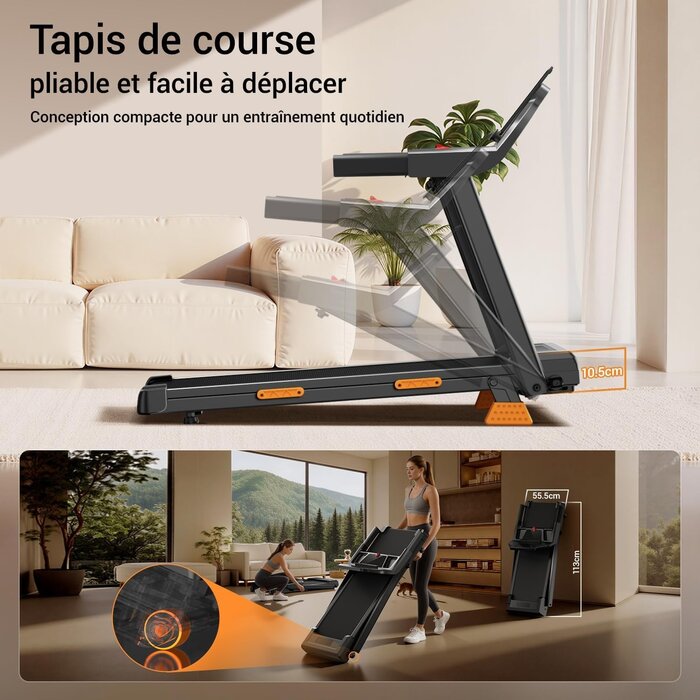Tapis de course pliable 12 km/h - Moteur 3 CV - Jusqu'à -30% sur notre outlet