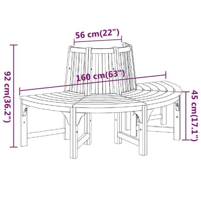 Banc d'arbre demi-rond en eucalyptus - Jusqu'à 38% de remise