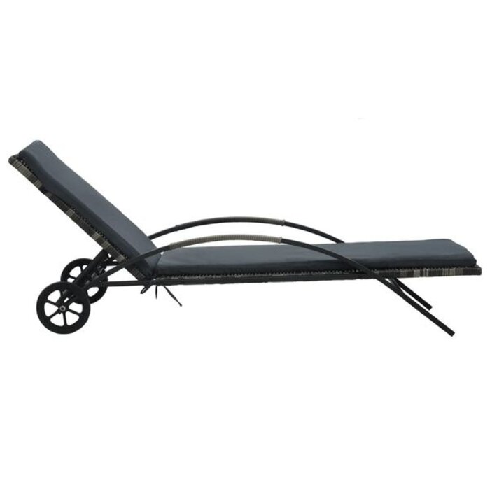 Ensemble 2 bains de soleil avec table rotin PE anthracite - Jusqu'à -35%
