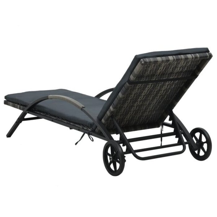 Ensemble 2 bains de soleil avec table rotin PE anthracite - Jusqu'à -35%