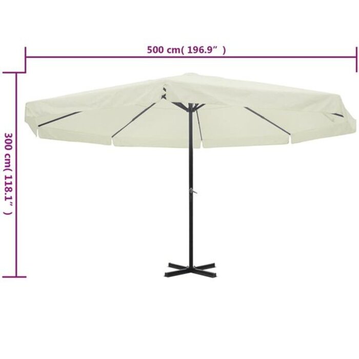 Grand parasol de jardin Samos 500 cm, blanc - Jusqu'à -35% d'économie