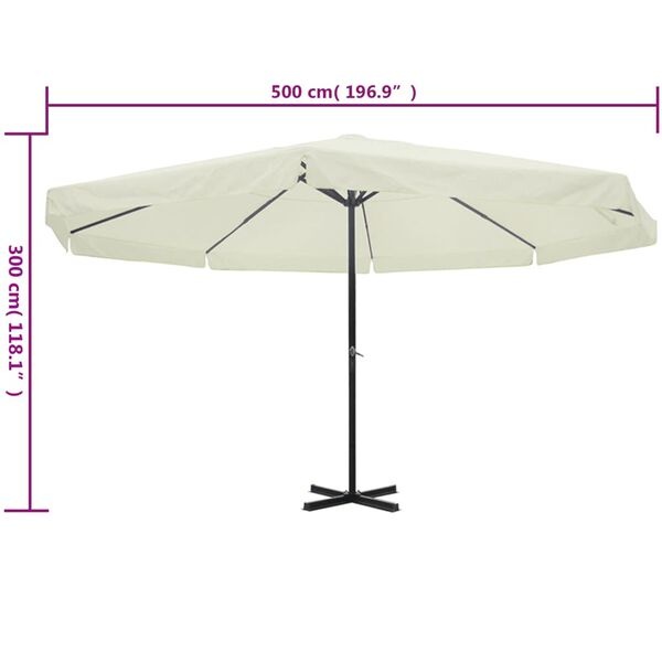Grand parasol de jardin Samos 500 cm, blanc - Jusqu'à -35% d'économie