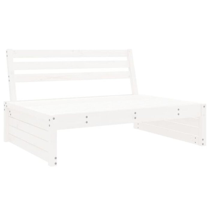 Module de banc de jardin central 120x80cm en pin massif blanc - Jusqu'à -35%