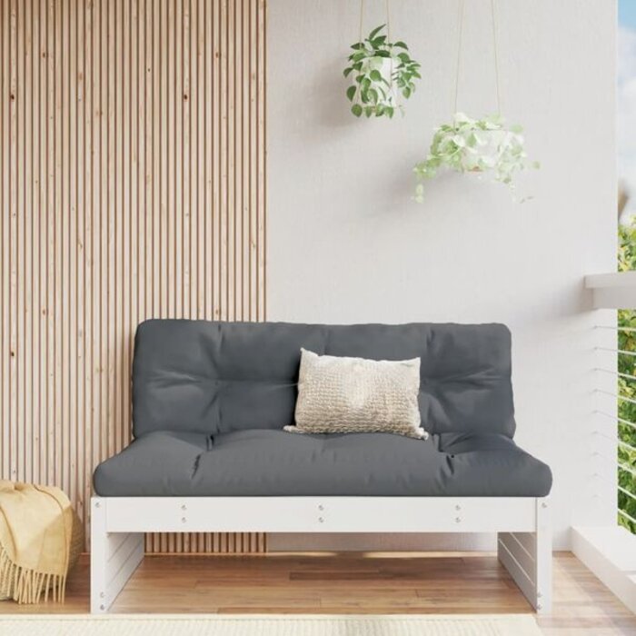 Module de banc de jardin central 120x80cm en pin massif blanc - Jusqu'à -35%