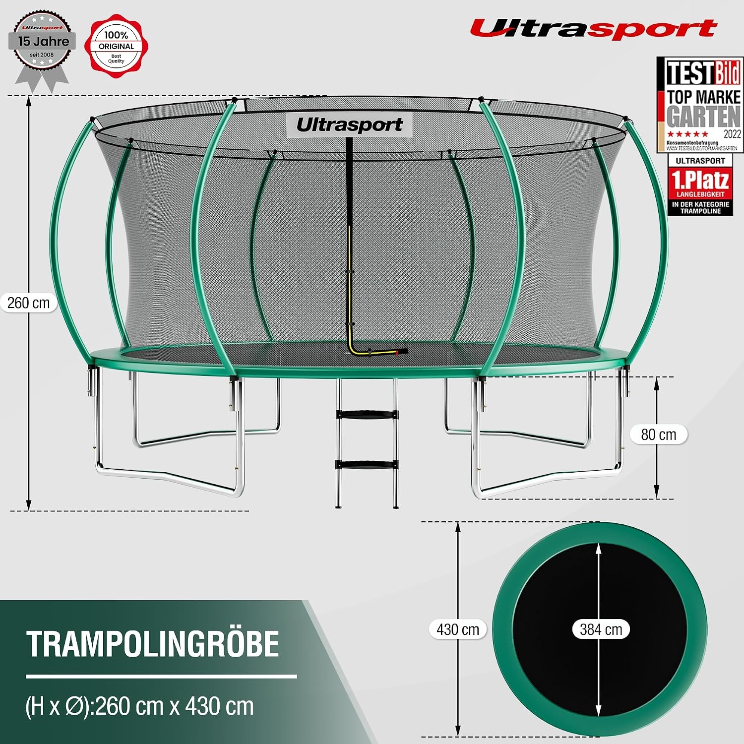 Trampoline de jardin 430 cm avec filet - Jusqu'à -35% de réduction