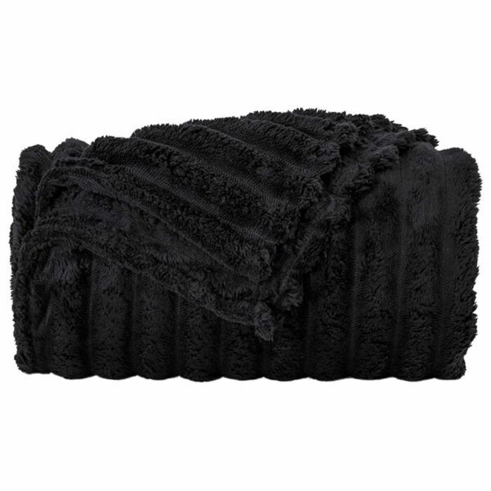 Plaid en polaire noir 150x130cm - Confort et douceur - Jusqu'à -31%