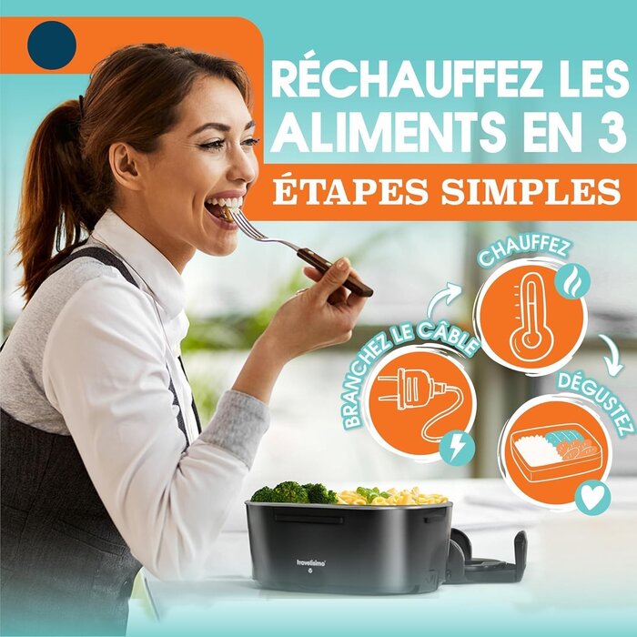 Lunchbox électrique 1,5L Inox - Chauffe rapide - Jusqu'à -32%